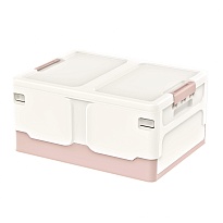 Ящик пластиковый складной белый, дно розовое, 480х360х240 мм во Владивостоке Ящик пластиковый складной белый, дно розовое, 480х360х240 мм во Владивостоке