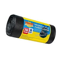 Мешки для мусора 240 л, черные, в рулоне 10 шт., ПНД 40 мкм, 1250х1000 мм, Крепак, 4607075710153 во Владивостоке