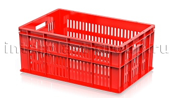 Ящик для молока, мяса, овощей и фруктов большая перфорация дно сплошное красный во Владивостоке