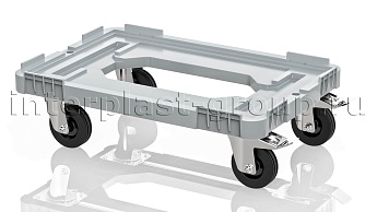 Тележка пластиковая с отверстием 2 колеса с тормозом усиленная серая во Владивостоке