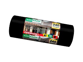 Мешки для мусора 240 л, ароматизированные, черные, в рулоне 10 шт., ПВД 45 мкм, 1300х930 мм, PREMIUM+, 24010830 во Владивостоке