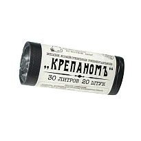 Мешки для мусора 30 л, черные, в рулоне 20 шт., ПНД, 7 мкм, 560х440 мм, Крепаномъ, 4607075710580 во Владивостоке