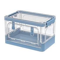 Ящик пластиковый складной прозрачный, дно синее, 360х235х230 мм, с колесиками во Владивостоке