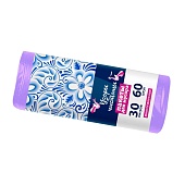 Мешки для мусора 30 л, сиреневые, в рулоне 60 шт., ПНД, 6 мкм, 560х480 мм, Узоры Чистоты, МУ4251 (МН 30-60сир)