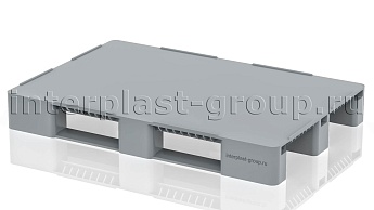 Поддон пластиковый сплошной (усилен 2 трубами) с бортиками серый во Владивостоке Поддон пластиковый сплошной (усилен 2 трубами) с бортиками серый во Владивостоке