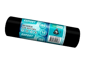 Мешки для мусора 160 л, ароматизированные, черные, в рулоне 10 шт., ПВД, 80 мкм, 1100х930 мм, EXPORT, exp16010142 во Владивостоке