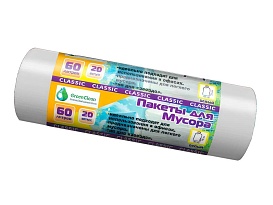 Мешки для мусора 60 л, белые, в рулоне 20 шт., ПНД, 7 мкм, 700х600 мм, MIRPACK Classik, 602052 во Владивостоке