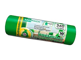 Мешки для мусора 240 л, ароматизированные, зеленые, в рулоне 10 шт., ПВД 45 мкм, 1300х930 мм, PREMIUM+, 240108301 во Владивостоке Мешки для мусора 240 л, ароматизированные, зеленые, в рулоне 10 шт., ПВД 45 мкм, 1300х930 мм, PREMIUM+, 240108301 во Владивостоке