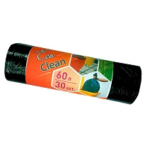 Мешки для мусора 60 л, черные, в рулоне 30 шт., ПНД, 6 мкм, 640х580 мм, Концепция Быта EcoClean, 603890 во Владивостоке