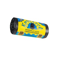 Мешки для мусора 30 л, с ушками, черные, в рулоне 30 шт., ПНД, 8 мкм, 580х460 мм, Крепакоф, 4607075710238 во Владивостоке