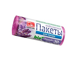 Мешки для мусора 30 л, ароматизированные, Лаванда, сиреневые, в рулоне 20 шт., ПНД, 9 мкм, 560х530 мм, GRIFON Aroma, 101-020 La во Владивостоке