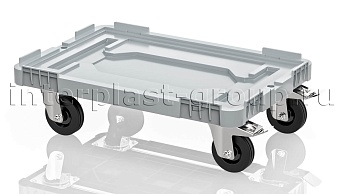 Тележка пластиковая сплошная 2 колеса с тормозом усиленная серая во Владивостоке